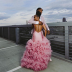 Beautiful Pink Beaded Mermaid Prom Dress Long Prom Dresses