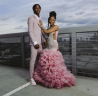 Beautiful Pink Beaded Mermaid Prom Dress Long Prom Dresses