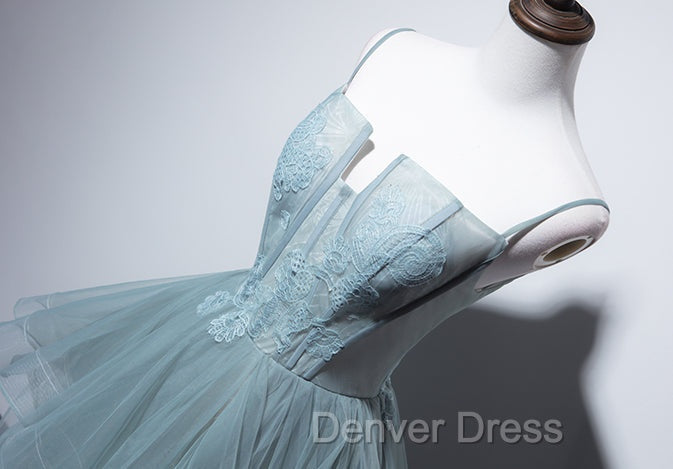 Charming Green Tulle Straps Layers Long Prom Dress, Tulle Prom Dress