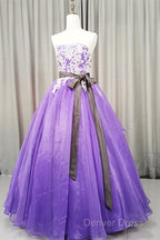 Charming Handmade Organza Purple Sweet 16 Gowns, Prom Dresses