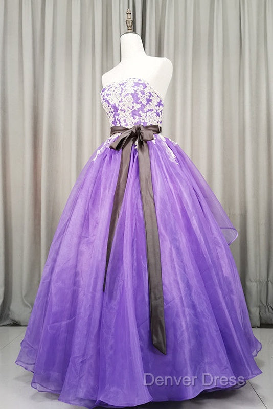 Charming Handmade Organza Purple Sweet 16 Gowns, Prom Dresses