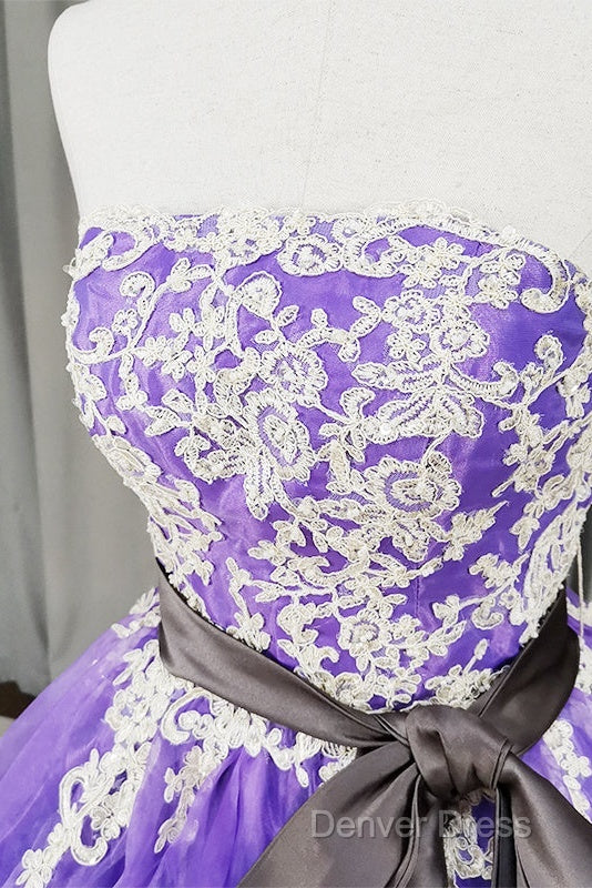 Charming Handmade Organza Purple Sweet 16 Gowns, Prom Dresses