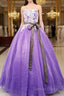 Charming Handmade Organza Purple Sweet 16 Gowns, Prom Dresses