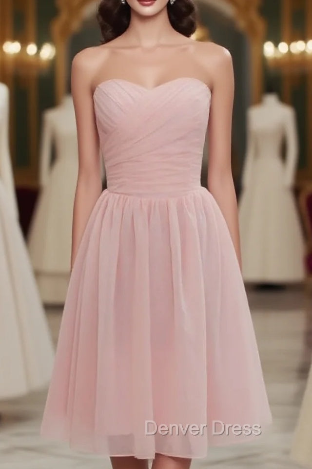 Charming Handmade Short Simple Pink Bridesmaid Dresses Pink Bridesmaid Dreses Main image