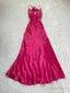Charming Hot Pink Long Prom Gowns Beaded Prom Dress