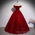 Charming Lace Sweetheart Off Shoulder Gown, Prom Party Dresses