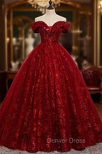 Charming Lace Sweetheart Off Shoulder Gown, Prom Party Dresses