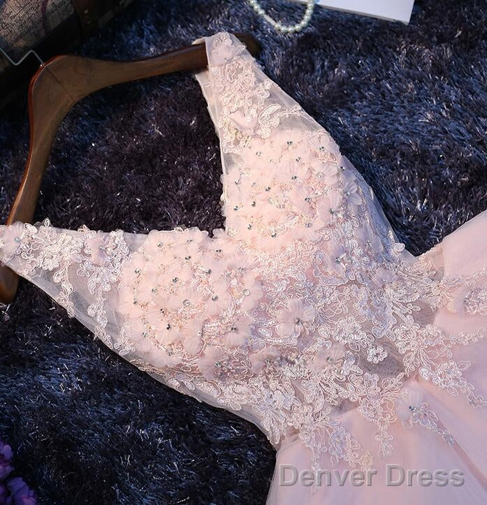 Charming Pink V Neckline Short Prom Dress, Cute Graduation Prom Dresses Secondary image