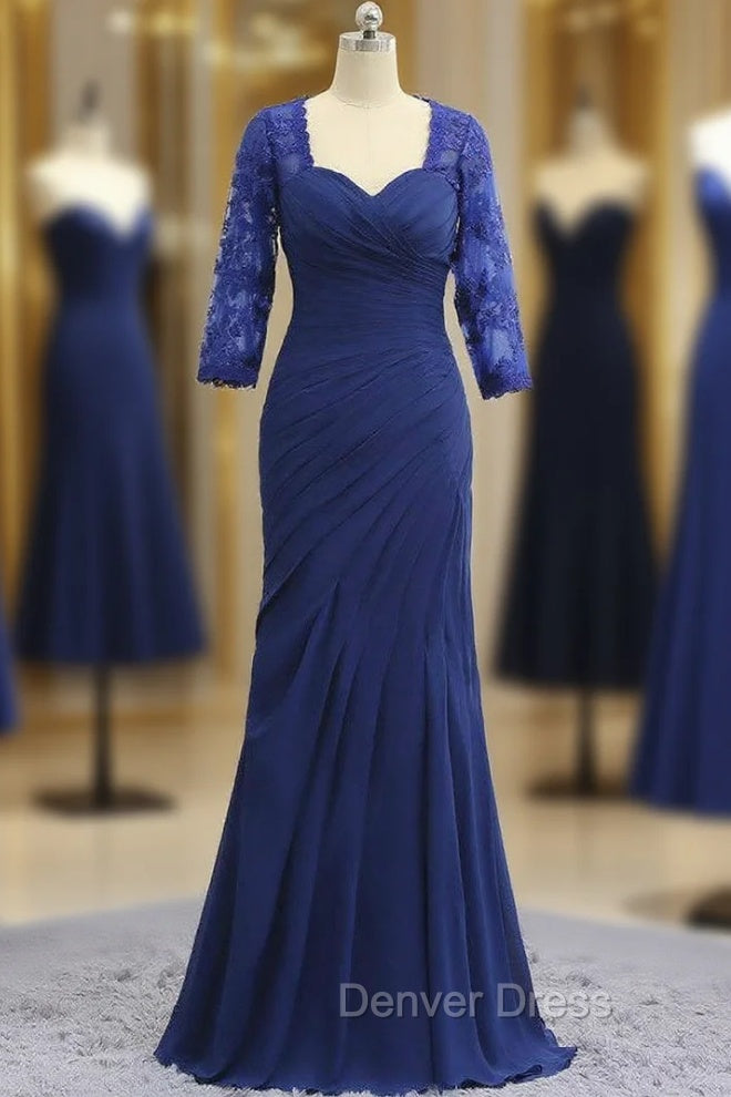 Charming Plus Size Royal Blue Mother Of The Bride Dresses Mermaid 3 4 Sleeves
