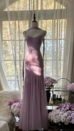 Charming Purple Chiffon Beaded Mermaid Long Prom Dresses