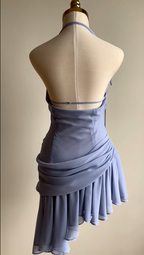 Charming Halter Neck Chiffon Irregular Skirt Backless Homecoming Dresses