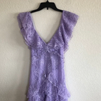 Lilac Long Prom Dress Layed Lace Prom Dresses