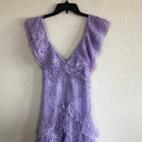 Lilac Long Prom Dress Layed Lace Prom Dresses