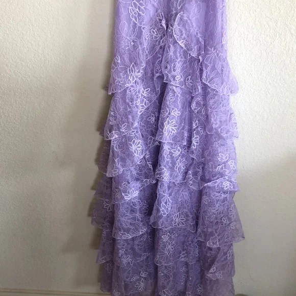 Lilac Long Prom Dress Layed Lace Prom Dresses