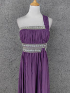 Charming Purple One-Shoulder Square Neck Rhinestone Beaded Chiffon Long Prom Dresses Evening Dresses