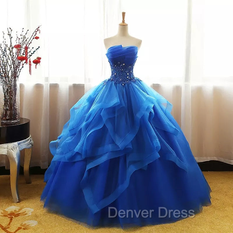 Charming Royal Blue Tulle Prom Gown , Sweet Party Dresses Secondary image
