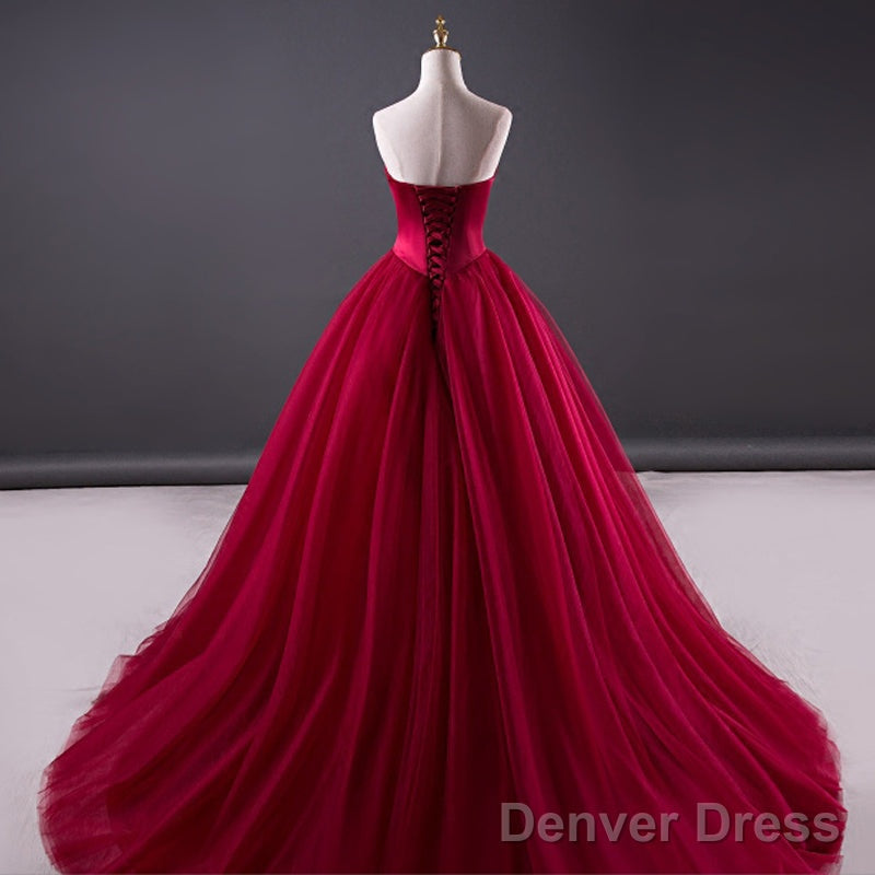 Charming Satin And Tulle V Neckline Sweet 16 Gowns, Tulle Prom Gowns
