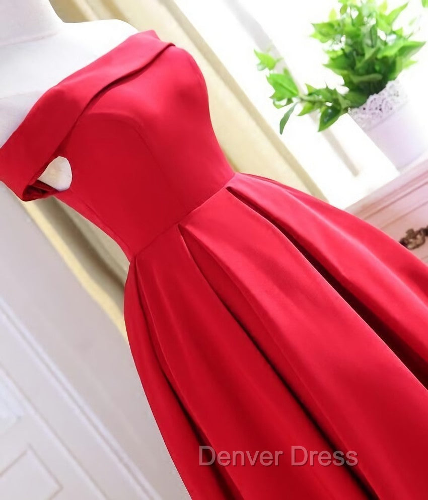 Charming Satin Red Off The Shoulder Homecoming Dresses, Party Dresses Secondary image