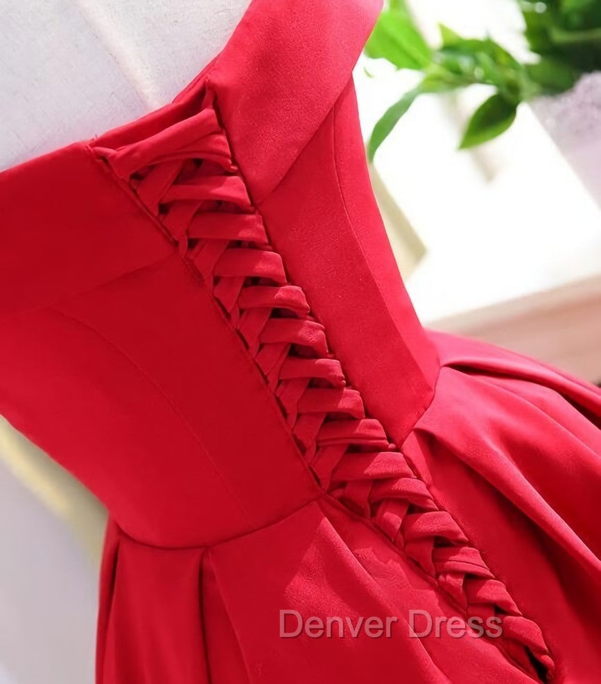 Charming Satin Red Off The Shoulder Homecoming Dress, Prom Dresses