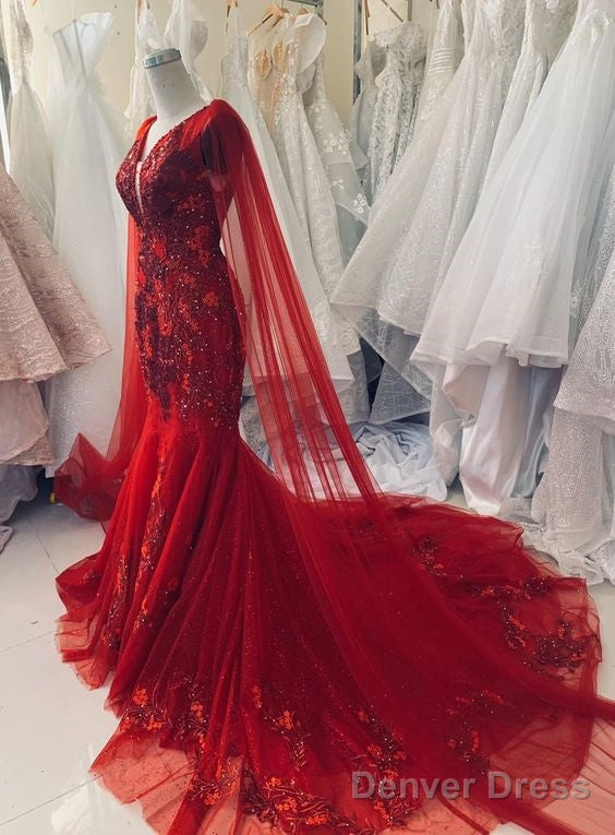 Charming Sexy A Line Prom Dress Unique Red Vintage Wedding Dress