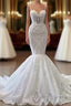 Charming Sleeveless Spaghetti Straps Mermaid Wedding Dresses with Ruffles