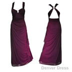 Charming Straps Ombre Grape Backless Long Chiffon Prom Dress