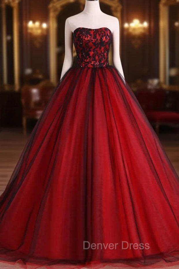 Charming Sweetheart Red and Black Gowns, Sweet 16 Dress, Prom Dresses Secondary image