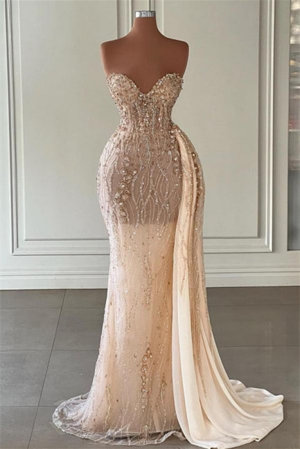 Charming Sweetheart Sleeveless Mermaid Prom Dress With Beads Long Main image
