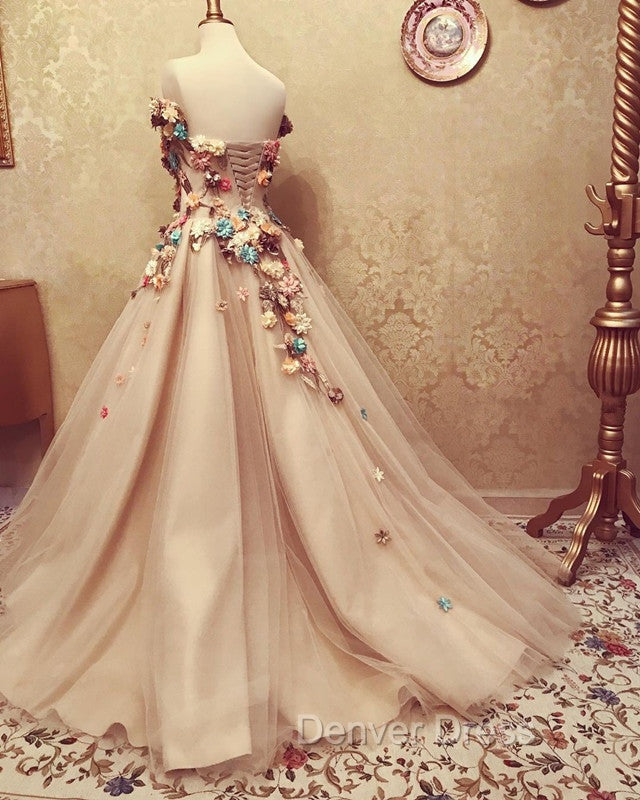 Charming Tulle Evening Dresses 3D Flowers Embroidery Prom Gowns Secondary image