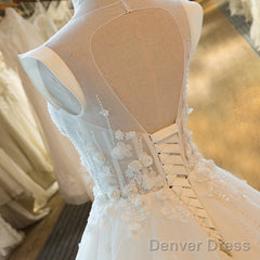 Charming Tulle Wedding Dress, Sexy Ball Gown Wedding Dresses, Scoop Neckline Bridal Dresses Prom Dress