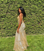 Charming V Neck Lace Mermaid Prom Dress Long Prom Dresses