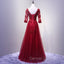 Charming Wine Red Short Sleeves Lace Applique Wedding Party Dresses, Formal Gown