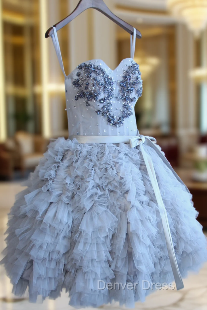 Cheap A-line Sweetheart Short Mini Tulle Short Prom Dresses Main image