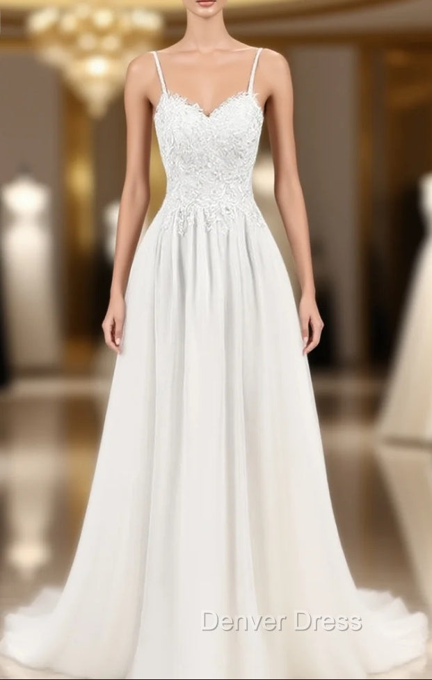 Cheap Bride Marry Dress White Chiffon Embroidery Wedding Dresses Main image