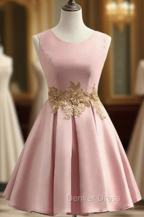 Cheap Homecoming Dresses A-line Short Prom Dresses Appliques Main image