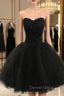 Cheap homecoming Dresses Black Ball Gown Sweetheart Short Prom Dresses
