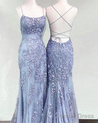 Cheap Lace Applique Mermaid Corset Prom Dresses  Long Formal Dress Lace Up Back