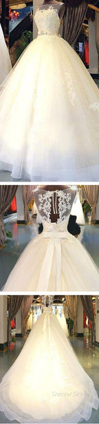 Cheap Popular Stunning Ivory Lace Top A-Line Wedding Dresses, Bridal Gowns,