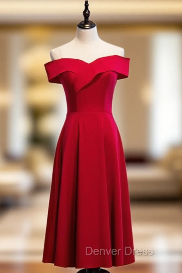 Cheap Satin Burgundy Sleeveless Short Prom Dresses