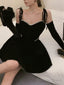 Chic A Line Black Velvet Homecoming Dress 16Th Birthday Outfits