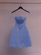 Chic A Line Blue Satin Homecoming Dresses 18Th Birthday Outfits