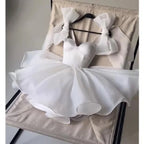 Chic A Line Satin Straps Short White Homecoming Dresses 20Th Birthday Outfits