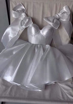 Chic A Line Satin Straps Short White Homecoming Dresses 20Th Birthday Outfits