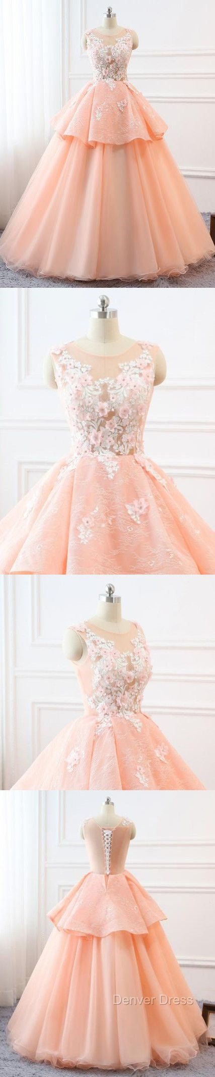 Chic A-Line Scoop Long Prom Dresses Lace Prom Dresses Ball Gowns Evening Dresses Secondary image