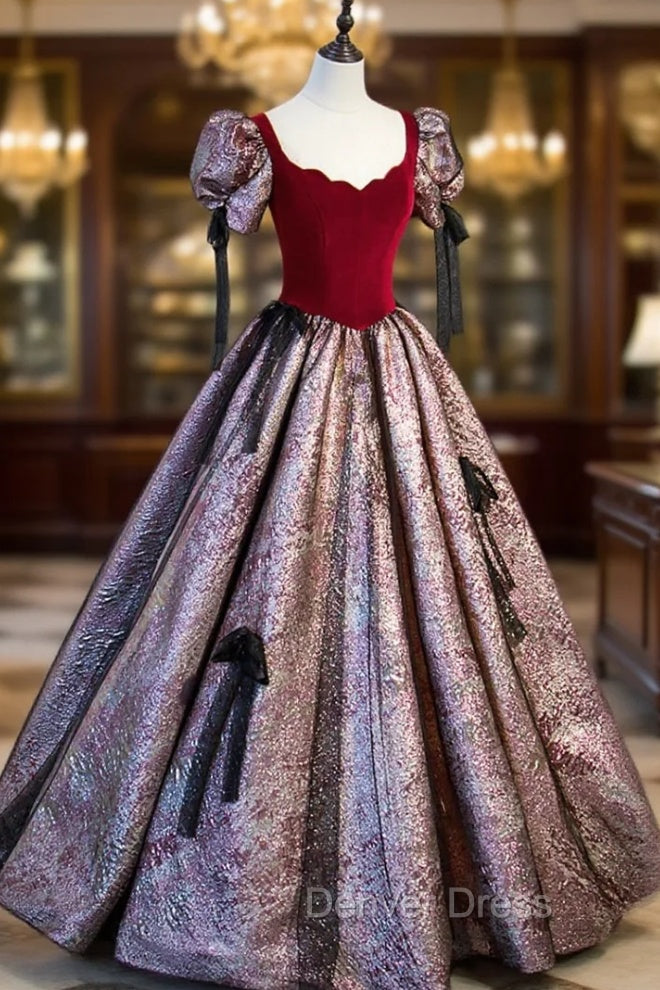 Chic A-Line Short Sleeve Prom Dresses, Cute Evening Party Dresses Secondary image