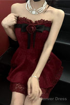 Chic A Line Sweetheart Red Lace Homecoming Dresses Birthday Dress Birthday Outfits