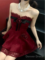 Chic A Line Sweetheart Red Lace Homecoming Dress Birthday Dresses Birthday Outfits