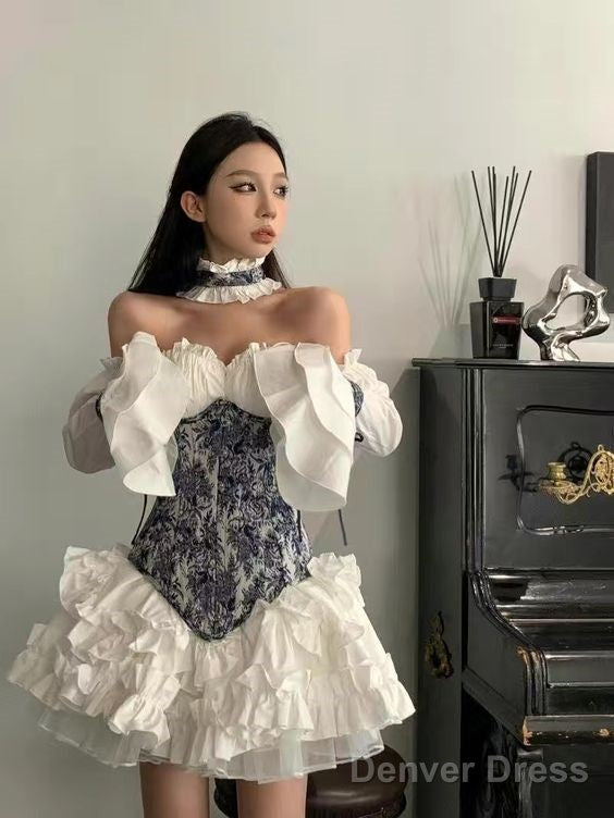 Chic A Line White Long Sleeves Homecoming Dresses 16Th Birthday Outfits