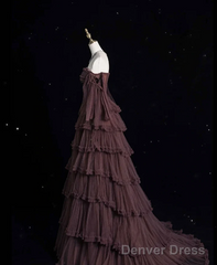 Chic Ball Gown Off The Shoulder Long Sleeves Evening Dress Tulle Long Prom Dresses