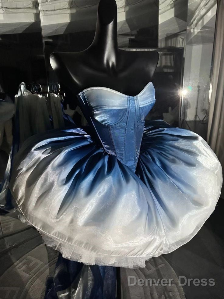 Chic Ball Gowns Ombre Blue Homecoming Dresses 16Th Birthday Outfits Secondary image